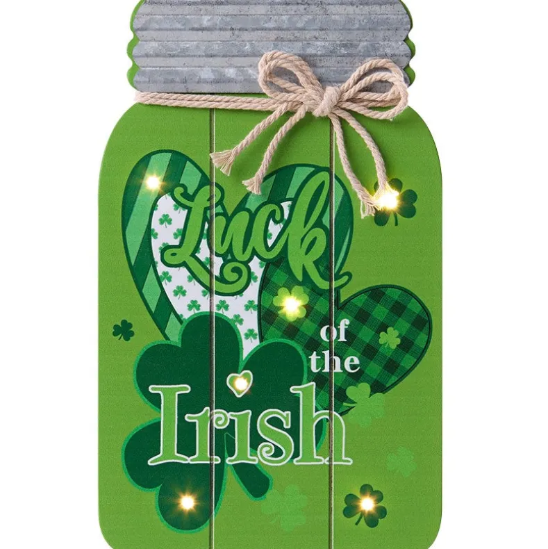 Lighted Mason Jar Wall Plaque With Saying for Valentine's and St Patrick's