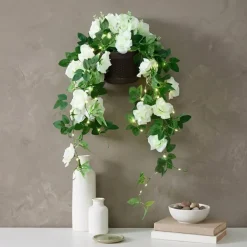 Lighted Wall Hanging Flower Cascade - Cottagecore