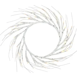 Lighted Winter Birch Branch Wreath 24"