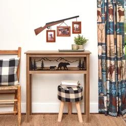Lodge Wood Console Table with Metal Bear Accents