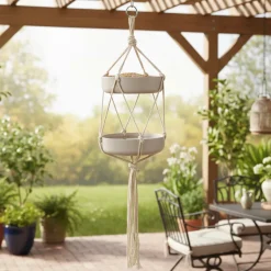 Macrame Bird Feeder and Waterer