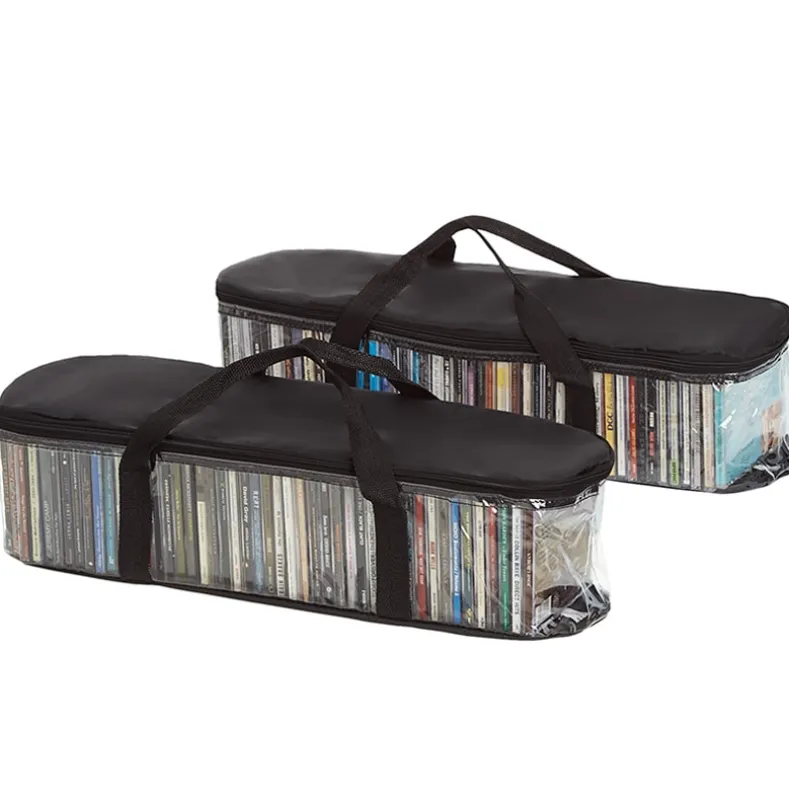 Media Storage Bag Organizer with Handles for CDs Set of 2