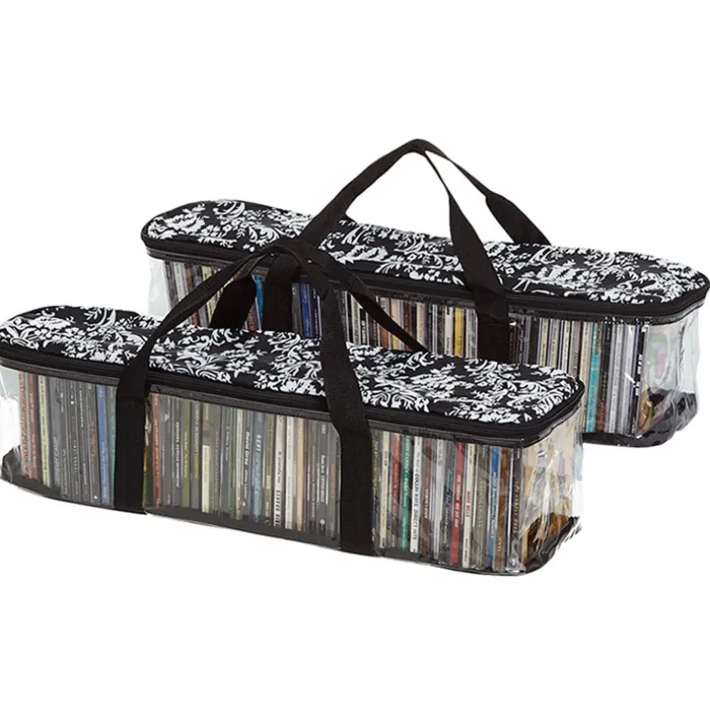 Media Storage Bag Organizer with Handles for CDs Set of 2