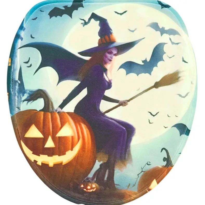 Memory Foam Bath Rugs and Shower Curtain Complete 16-Pc Set Halloween