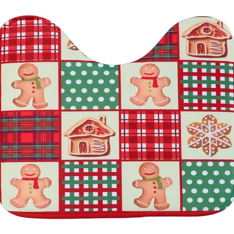Memory Foam Bath Rugs and Shower Curtain Complete 16-Pc Set Gingerbread