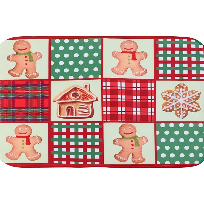 Memory Foam Bath Rugs and Shower Curtain Complete 16-Pc Set Gingerbread