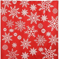 Memory Foam Bath Rugs & Shower Curtain Complete 16-Pc Set Red Snowflake