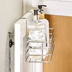 Metal Cabinet Door Organizer Rack with Towel Bar - Kitchen or Bathroom