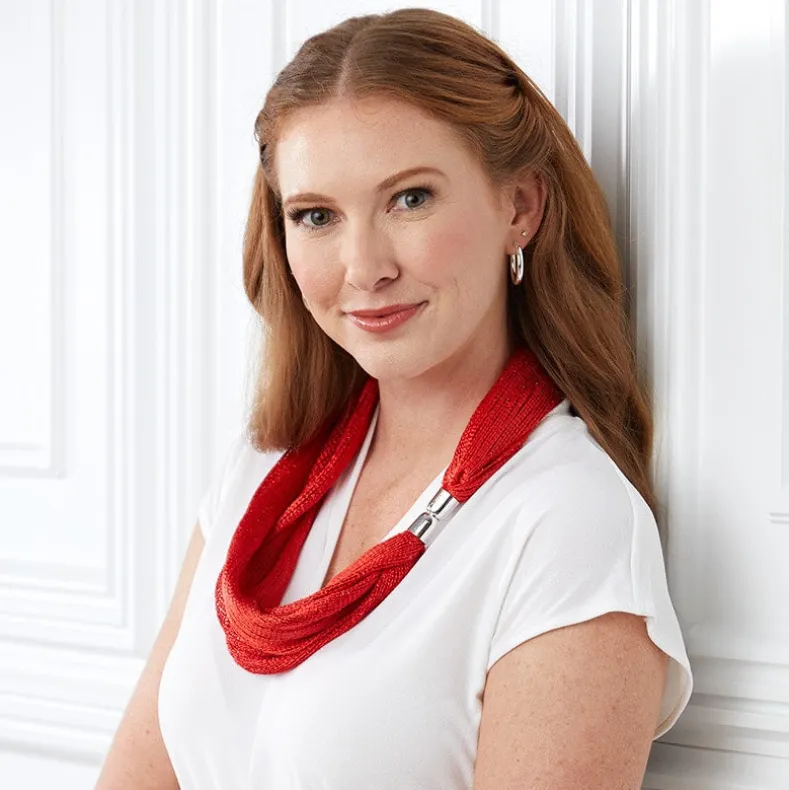 Metallic Necklace Scarf with Magnetic Clasp - Set of 2
