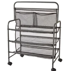 Metal Shoe Storage Rack with Wheels - 4-Tier