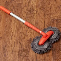 Microfiber Car Cleaning Brush with Double Mop, Extends 44