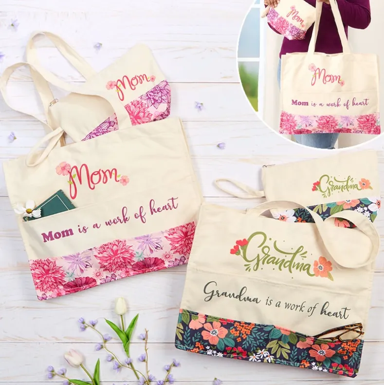 Mom Or Grandma Themed Tote and Clutch Set