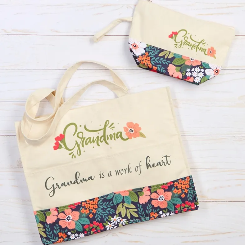 Mom Or Grandma Themed Tote and Clutch Set