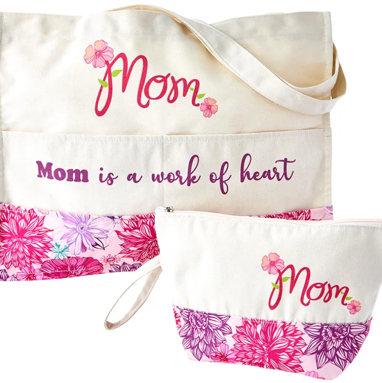 Mom Or Grandma Themed Tote and Clutch Set