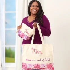 Mom Or Grandma Themed Tote and Clutch Set