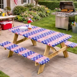 Mossy Oak Stars and Stripes 3-Pc. Vinyl Easy Fit Picnic Tablecloth