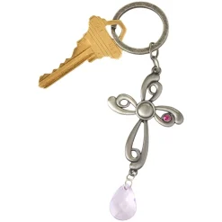 Mother's Day Floral Cross Keychain With Charm