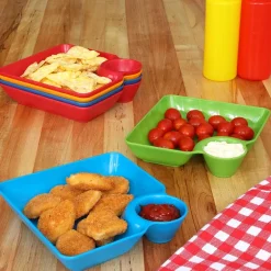 Multicolored Chip and Dip Set of 6 Divided Individual Snack Trays