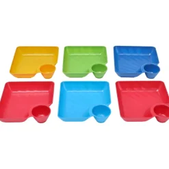 Multicolored Chip and Dip Set of 6 Divided Individual Snack Trays