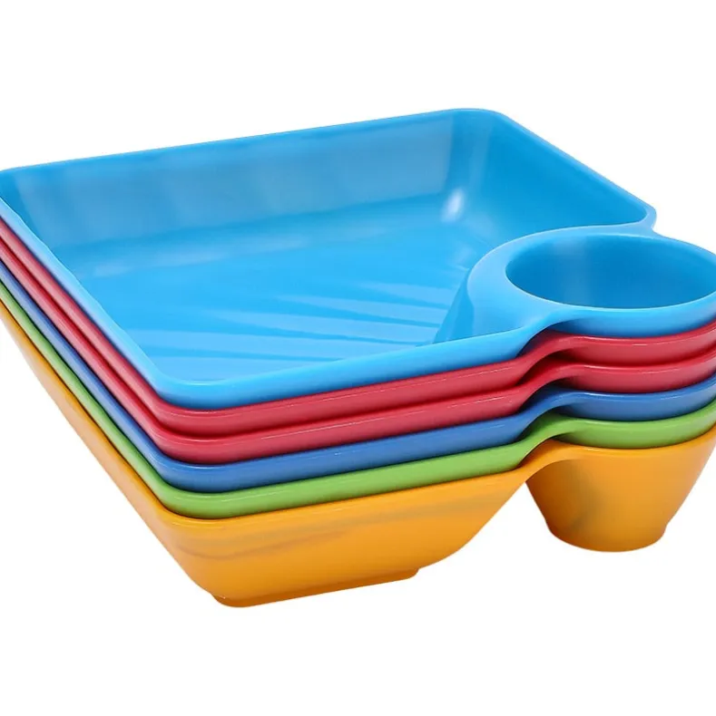 Multicolored Chip and Dip Set of 6 Divided Individual Snack Trays