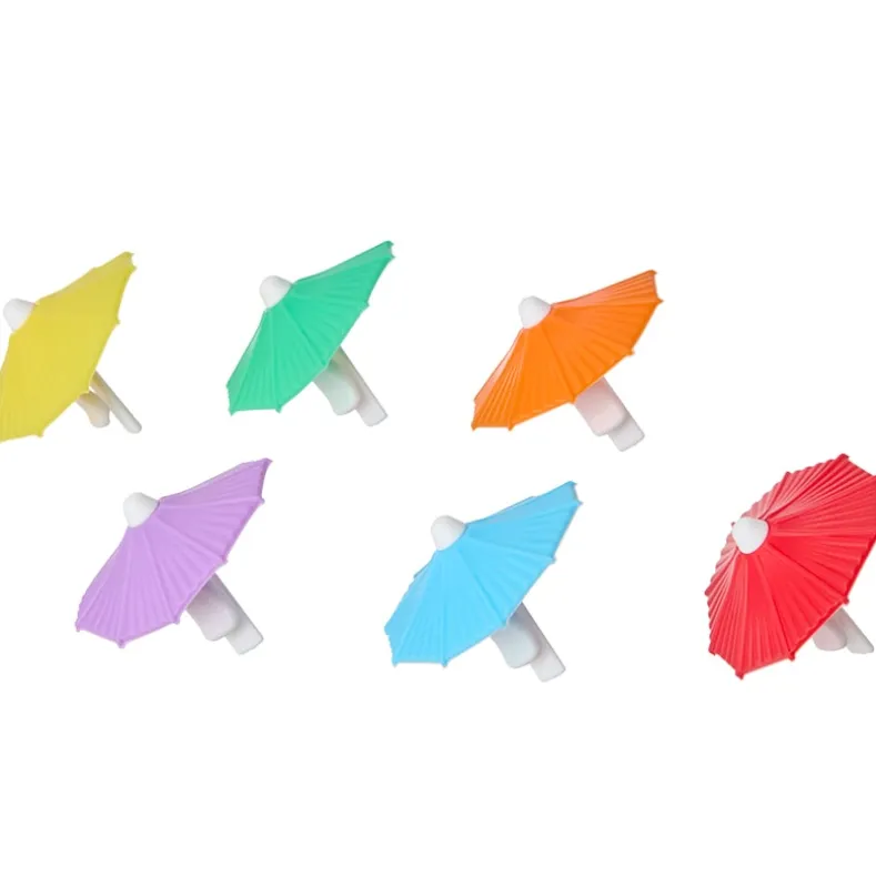 Multicolored Umbrella Drink or Cocktail Markers - Set of 6