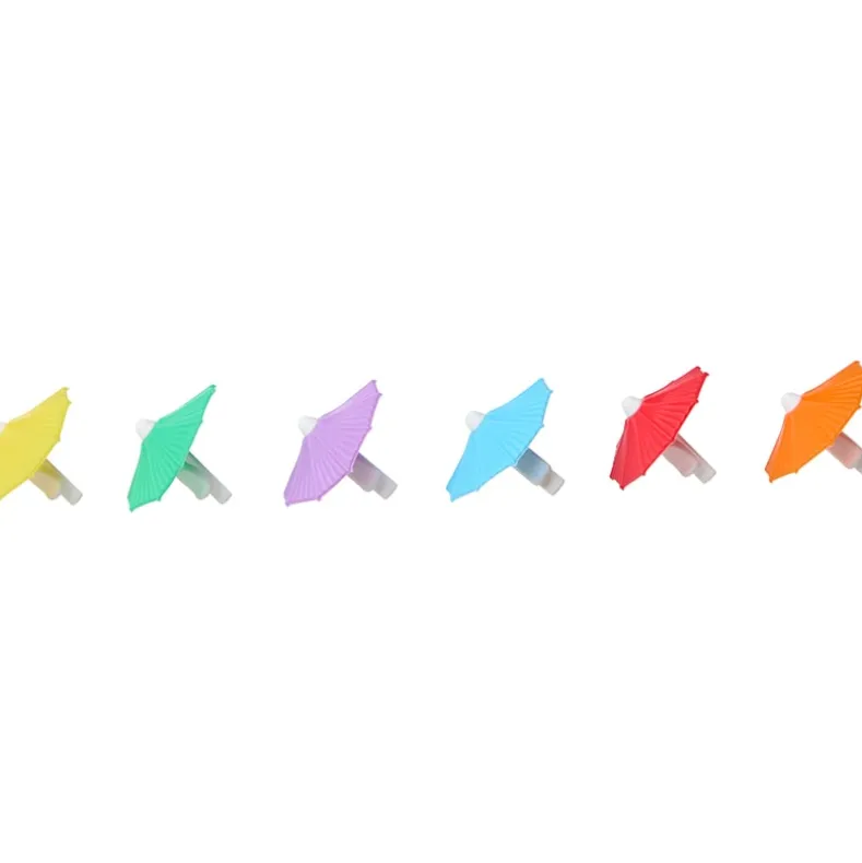 Multicolored Umbrella Drink or Cocktail Markers - Set of 6