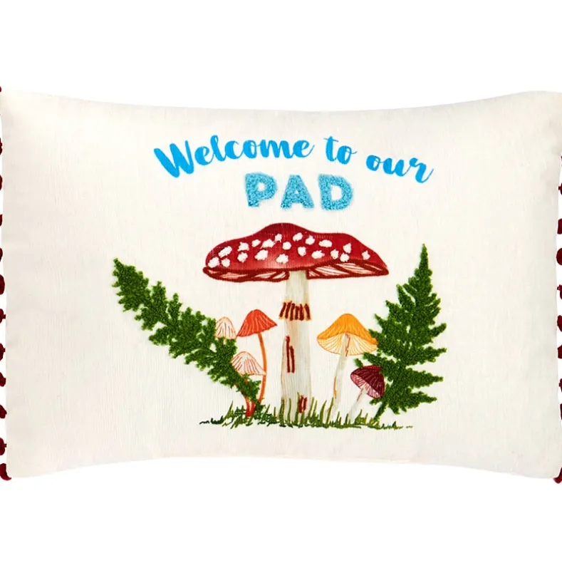 Mushroom Garden Embroidered Decorative Pillow