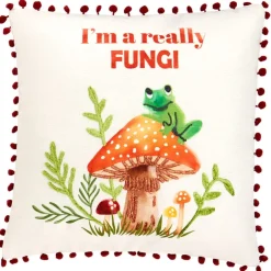 Mushroom Garden Embroidered Decorative Pillow