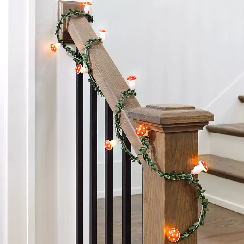 Mushroom String Lights With Greenery