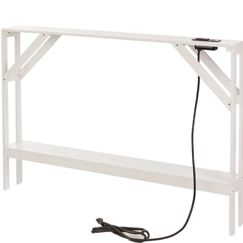 Narrow Console Table with Built in Outlet 33"H