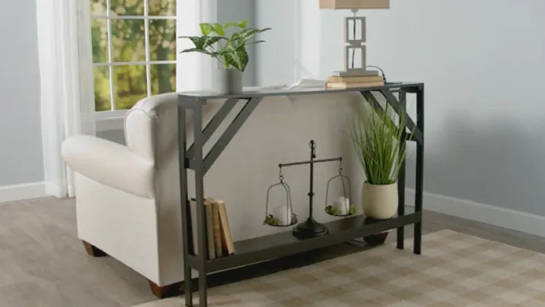 Narrow Console Table with Built in Outlet 33"H