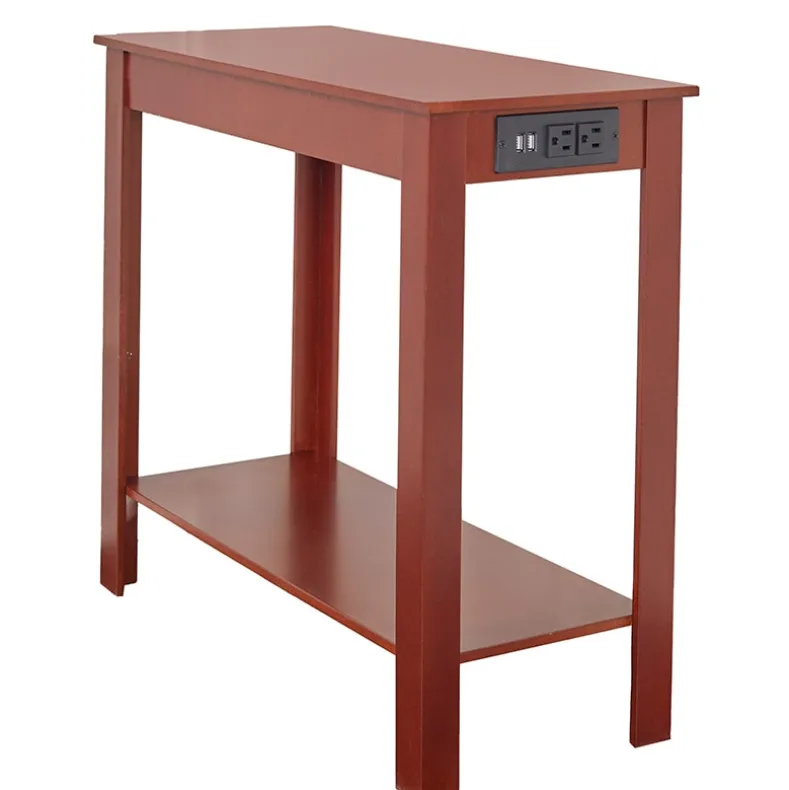 Narrow Side Table with Charging Station - USB Ports and Outlets