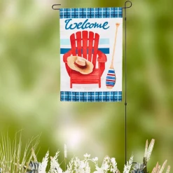 Nature-Themed Welcome Garden Flag With Stake – Turtle or Beach Chair