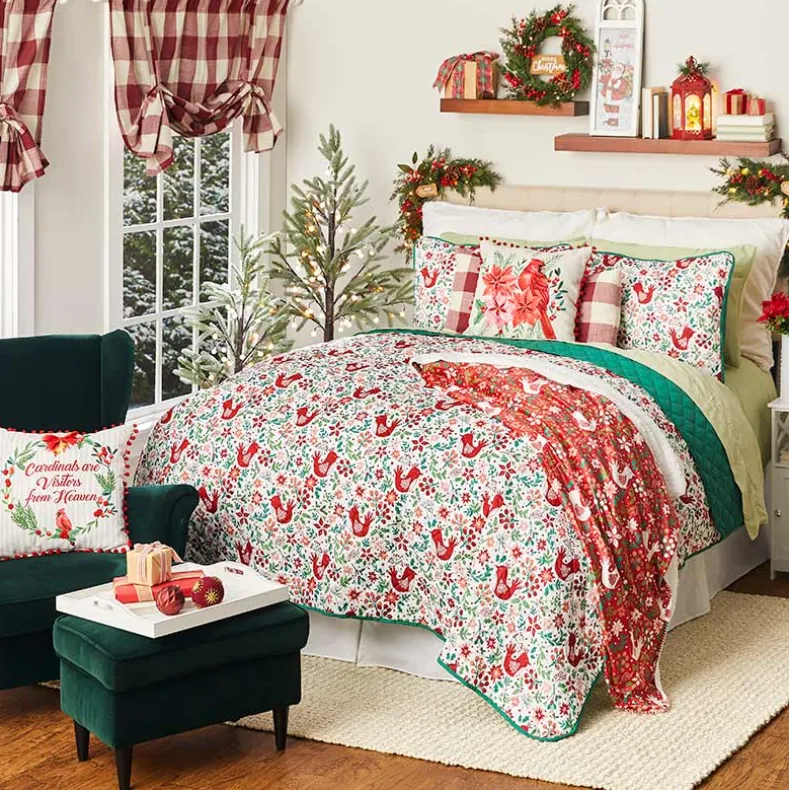 Nordic Cardinal Quilt Set Full/Queen or King with Shams