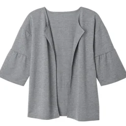 Open Front Cardigan with Ruffle 3/4 Sleeve