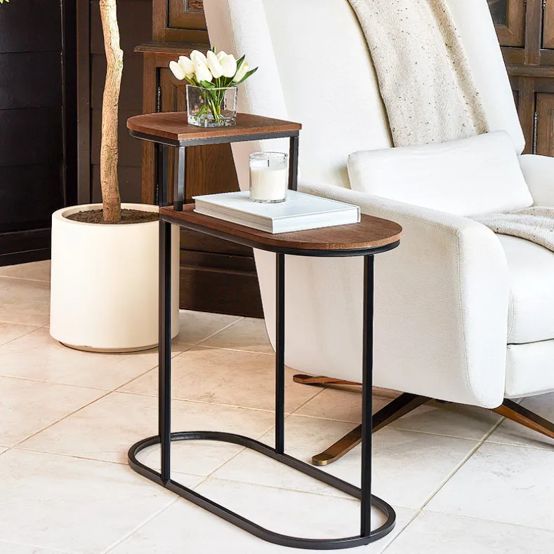 Oval 2-Tier Living Room End or Side Table - 28"H