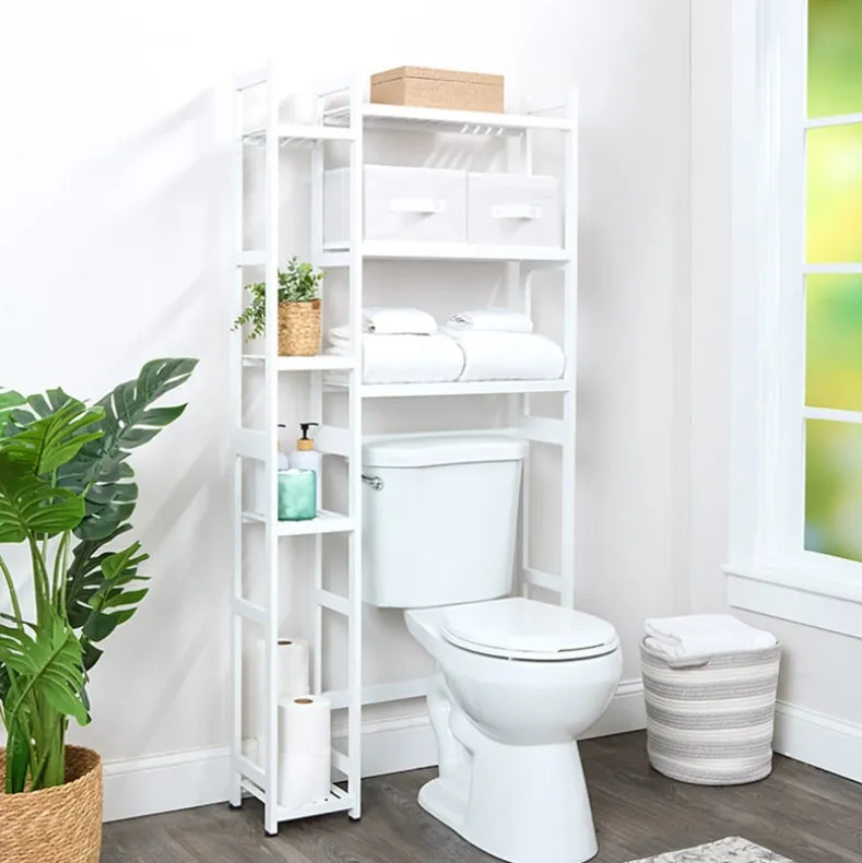 Over-the-Toilet Bathroom Dual Storage Rack with Set of 2 Baskets