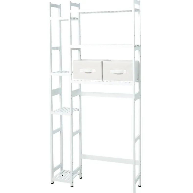 Over-the-Toilet Bathroom Dual Storage Rack with Set of 2 Baskets