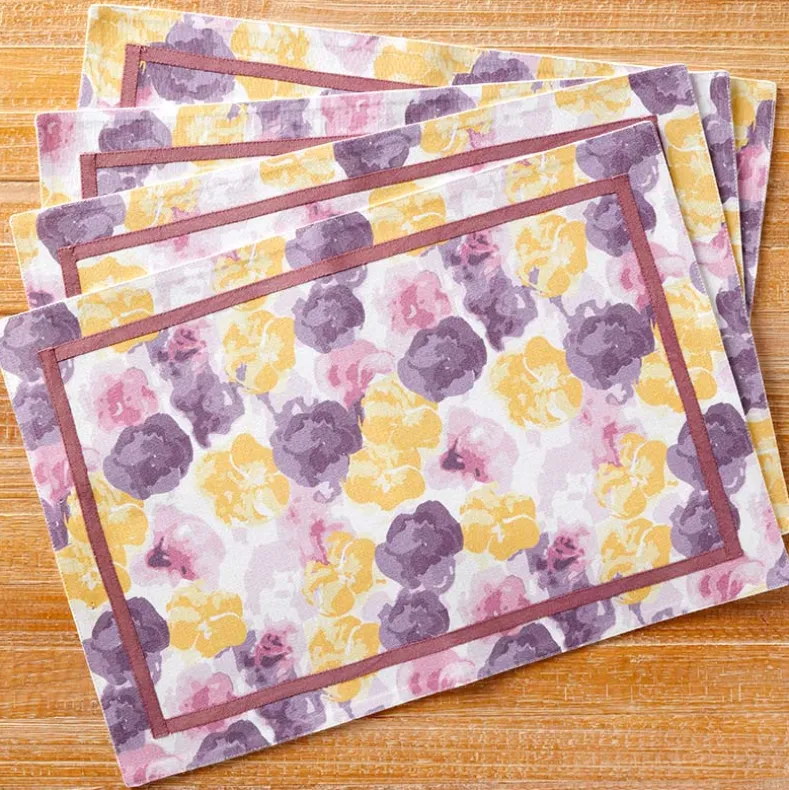Painted Floral Set of 4 Placemats or Runner