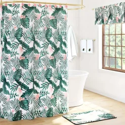 Palm Floral Shower Curtain, Bath Rug, Hand Towels, Valance, or Hooks