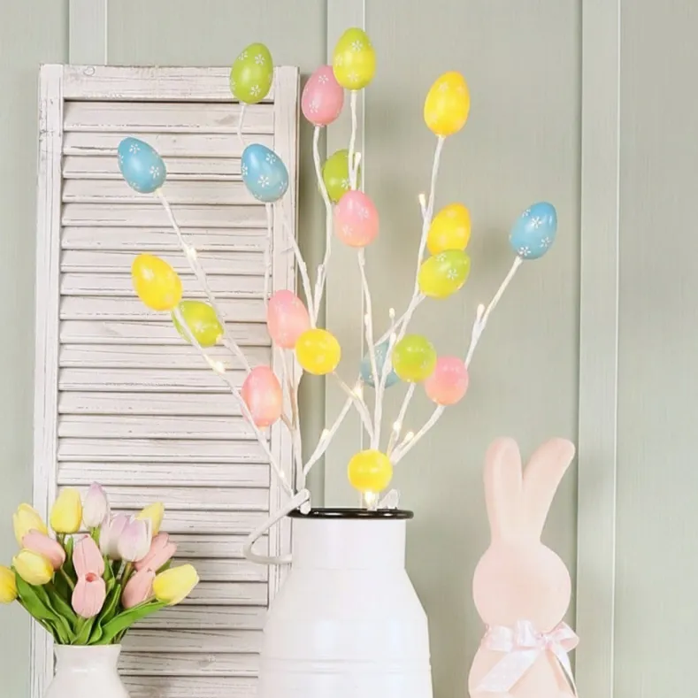 Pastel Easter Egg Lighted Branches - Set of 2 - Battery Operated