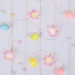Pastel Easter Egg String Light With Flowers - Battery Operated
