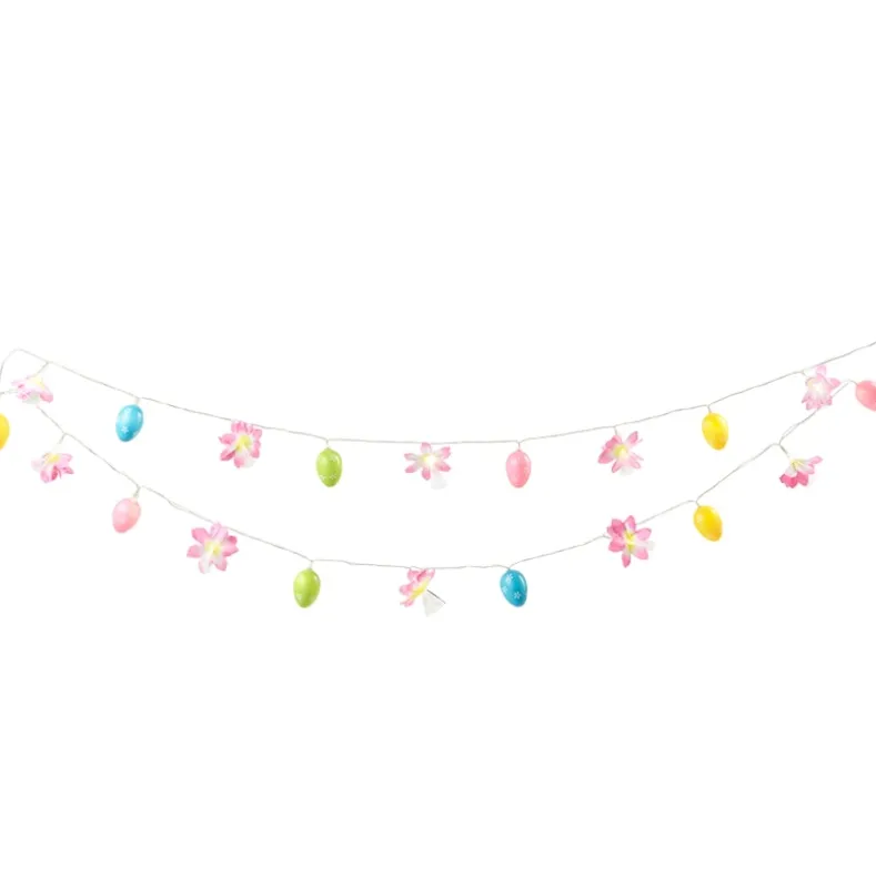 Pastel Easter Egg String Light With Flowers - Battery Operated
