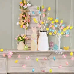 Pastel Easter Egg String Light With Flowers - Battery Operated