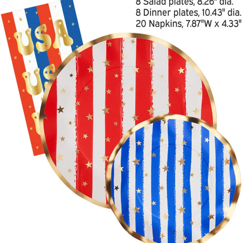 Patriotic Party Paper Dinnerware Plates and Napkins Set