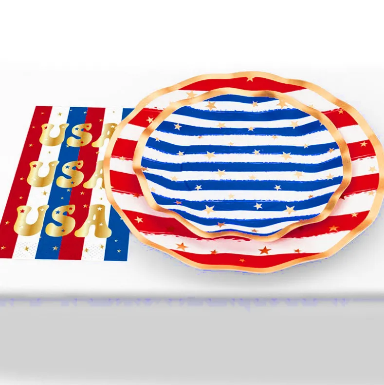 Patriotic Party Paper Dinnerware Plates and Napkins Set
