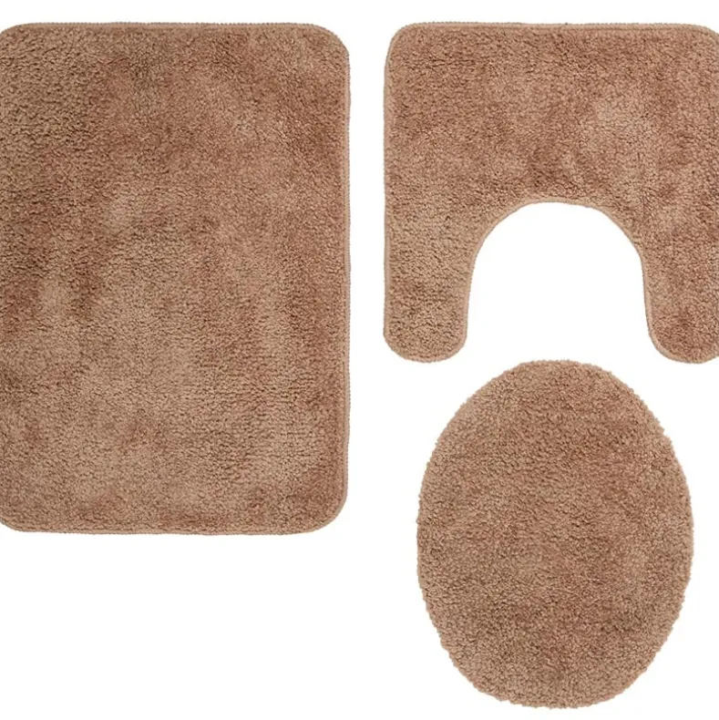 3-Pc Bath Rug Set with Anti-Skid Backing