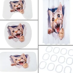 16-Pc Cat Bath Set with Memory Foam Rugs