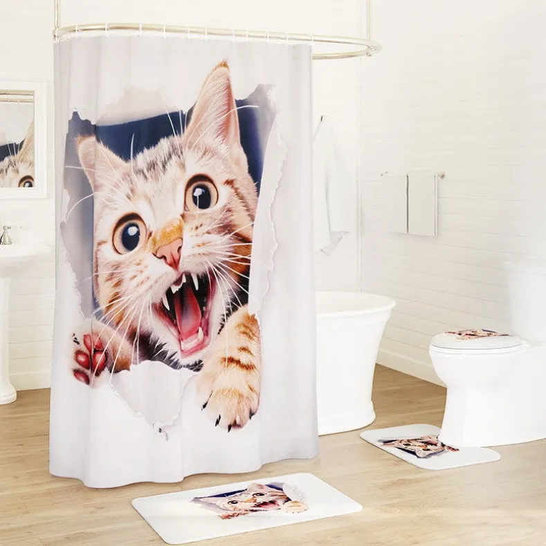 16-Pc Cat Bath Set with Memory Foam Rugs