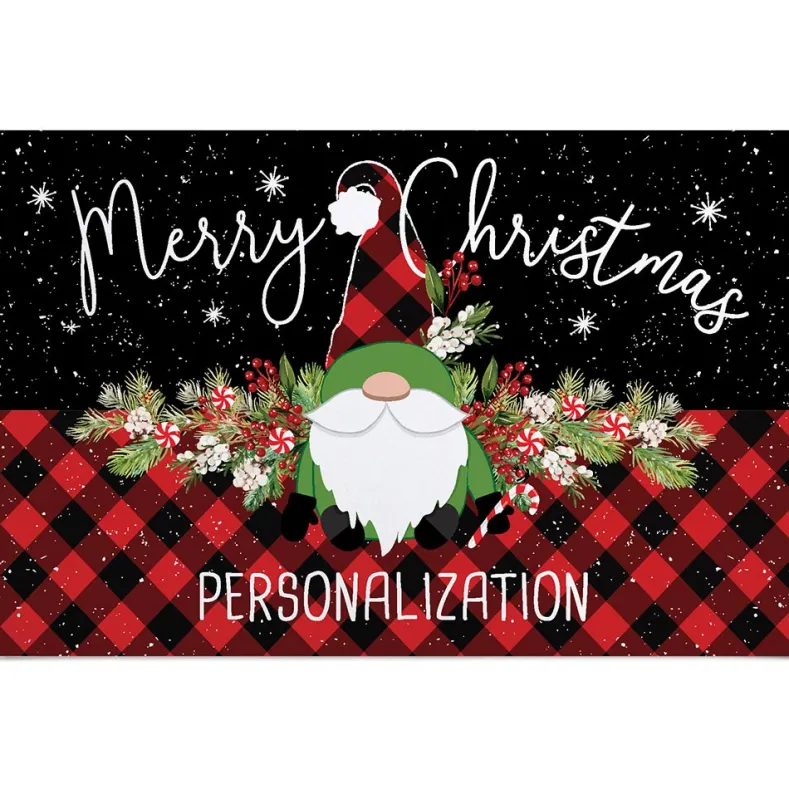 Personalized Gnome Buffalo Check Doormat